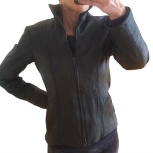 Wilsons Leather black fitted tailored fit biker moto jacket